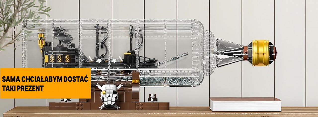 Nie znajdziesz lepszego prezentu na Dzień Ojca. Klockowy statek w butelce od „pogromcy” LEGO zachwyca nie tylko ceną, ale i rozmiarem, źródło grafiki: Mould King.