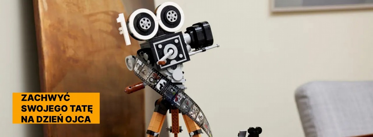 Zamiast szukać kolejnego krawata, kup swojemu tacie zestaw LEGO Kamera Walta Disneya. Ten model to idealny prezent na Dzień Ojca, źródło grafiki: LEGO; materiały promocyjne.