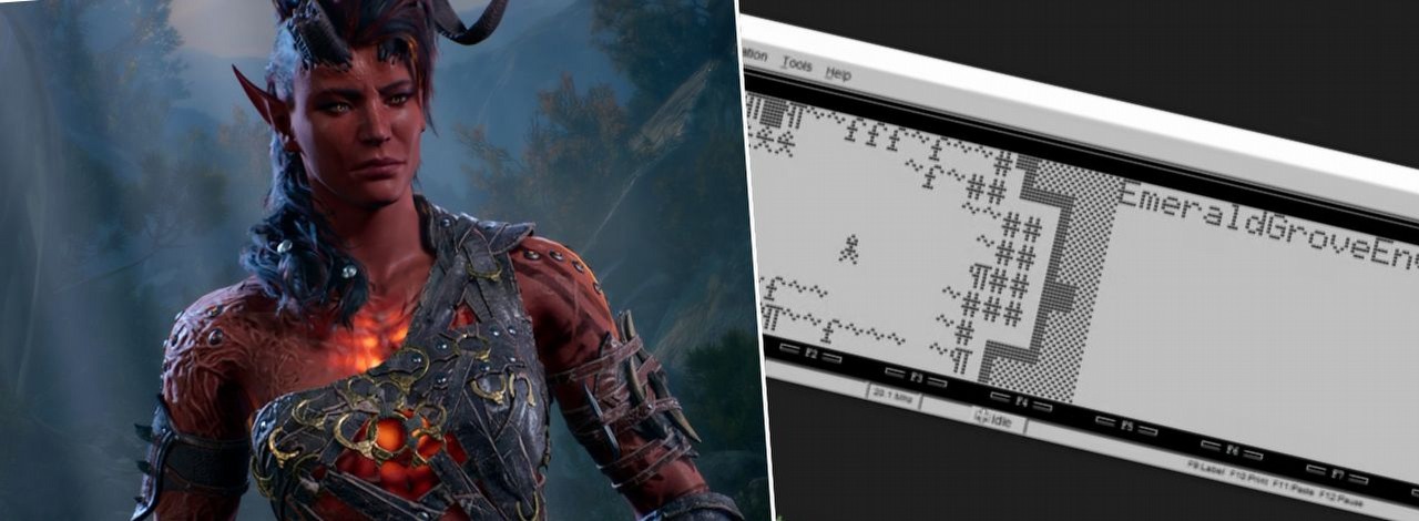 Jeśli Baldur's Gate 3 nie działa na waszym sprzęcie, to spójrzcie tylko na 8-bitowy remake gry, źródło grafiki: Larian Studios / Hackaday.