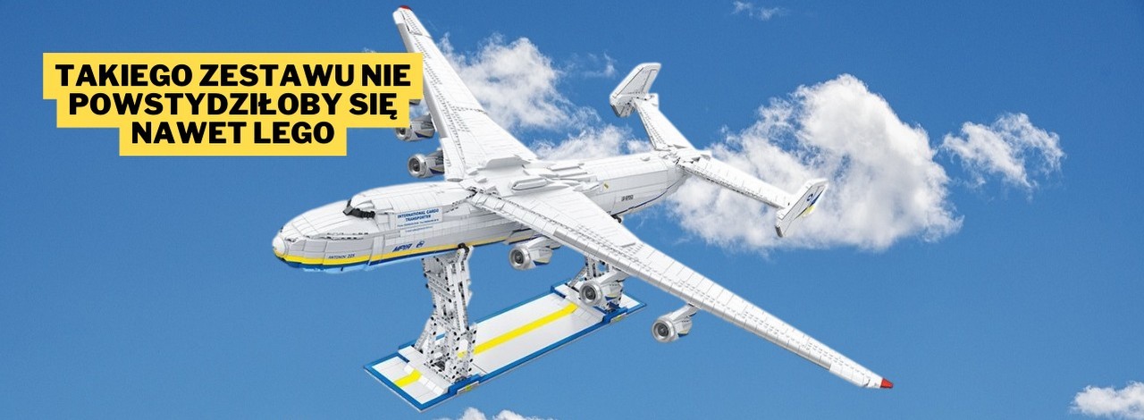 W porównaniu z tym zestawem LEGO Concorde wygląda jak miniaturowa zabawka z odpustu. Klockowy model samolotu Antonov to ponad 5000 elementów i przeszło metr szerokości, źródło grafiki: Jie Star; materiały promocyjne / Pixabay.