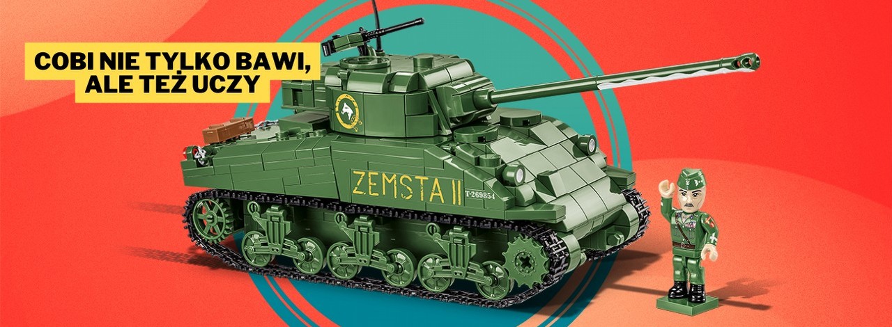 Szczęka mi opadła, gdy zobaczyłem, co COBI ma w ofercie. Klockowa replika czołgu Sherman Firefly z figurką Władysława Andersa upamiętnia poświęcenie Polaków na froncie II wojny światowej, źródło grafiki: COBI; materiały promocyjne.