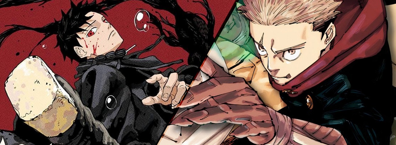 Na Kagurabachi miały wpływ Jujutsu Kaisen i Chainsaw Man. Autor chciał im dorównać i „utrzymać zaangażowanie czytelników”, źródło grafiki: Kagurabachi, Takeru Hokazono, Shueisha, 2024 / Jujutsu Kaisen, Gege Akutami, Shueisha, 2018.