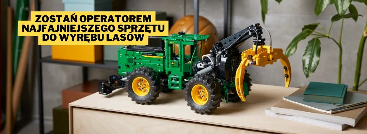 Dzięki tej promocji realizacja marzeń fanów Farming Simulatora jeszcze nigdy nie była tak blisko. Wykorzystaj siłę LEGO Technic i poznaj ciągnik zrywkowy John Deere 948L-II, źródło grafiki: LEGO; materiały promocyjne.