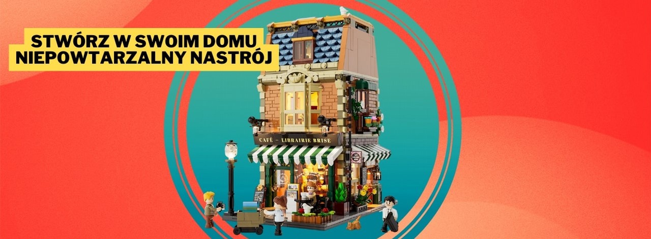 Konkurent LEGO znowu mnie oczarował. Licząca ponad 1700 elementów kawiarnia to klimatyczny model, skąpany w blasku dołączonego do zestawu oświetlenia, źródło grafiki: Funwhole.