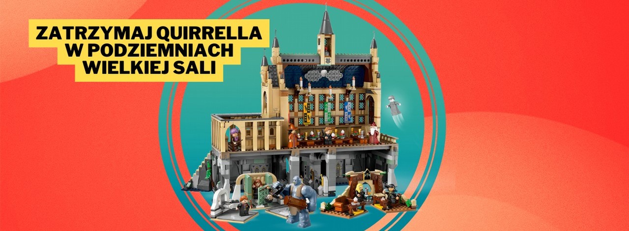 Wielka Sala LEGO pozwala cofnąć się do czasów Kamienia filozoficznego. Użyj klocków do odtworzenia pierwszej przygody Harry’ego Pottera, źródło grafiki: LEGO; materiały promocyjne.