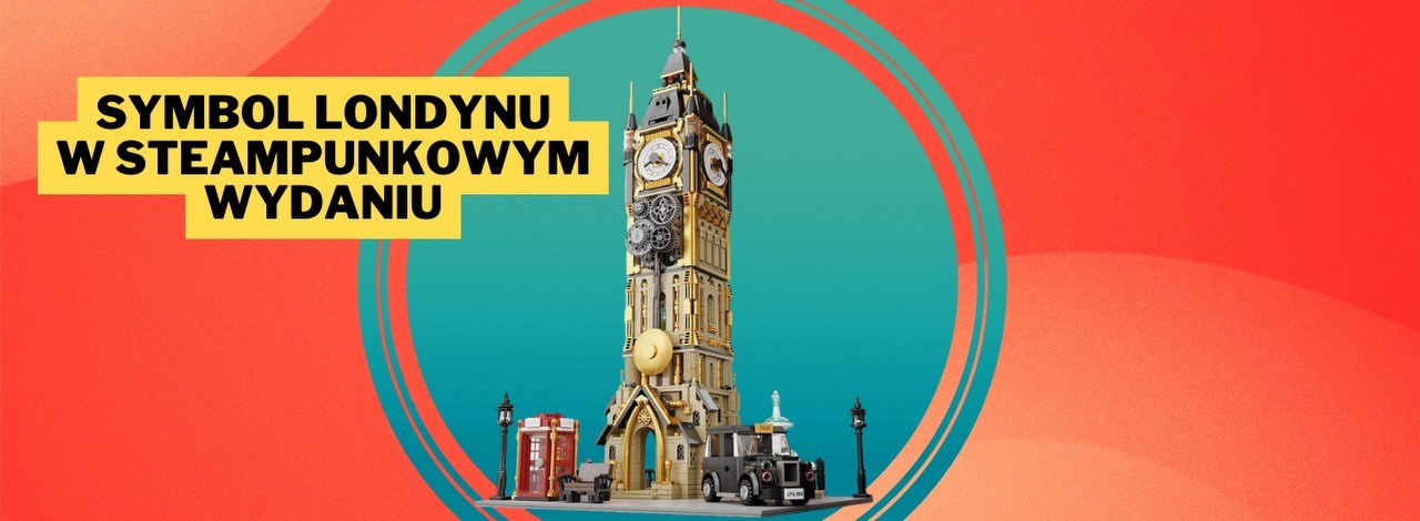 Steampunk zachwyca dzięki temu modelowi. Wieża zegarowa z klocków przenosi do alternatywnego Londynu, źródło grafiki: Pantasy; materiały promocyjne.