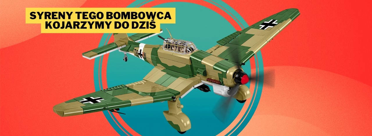 Dźwięk, jaki wydawał ten bombowiec, budził postrach w szeregach wroga. Junkers Ju 87 B-2 firmy COBI w wyprzedaży Black Friday to idealny prezent pod choinkę, źródło grafiki: COBI; materiały promocyjne.