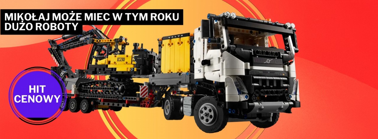 Amazon szokuje cenami nawet po Black Friday! Ciężarówka LEGO Technic czeka z koparką na naczepie, żeby zaparkować pod Twoją pod choinką, źródło grafiki: LEGO; materiały promocyjne.