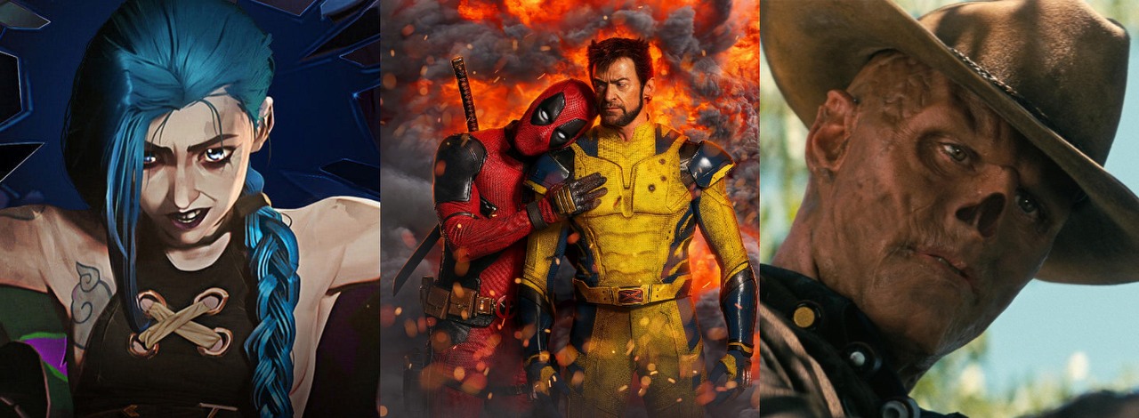 Warhammer, Marvel, League of Legends i Fallout wśród topowych franczyz 2024 roku. To te marki podbijają rankingi, źródło grafiki: Arcane, Linke, Netflix, 2024 / Deadpool 3, Shawn Levy, Marvel, 2024 / Fallout, Jonathan Nolan, Amazon, 2024.