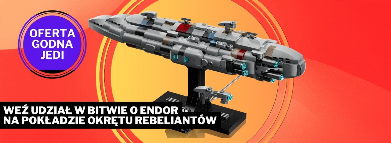 Wygrał arcyważną bitwę w Powrocie Jedi i przewija się w serialach Star Wars. Lego Home One to zestaw, który jest teraz na topie, źródło grafiki: LEGO; materiały promocyjne.