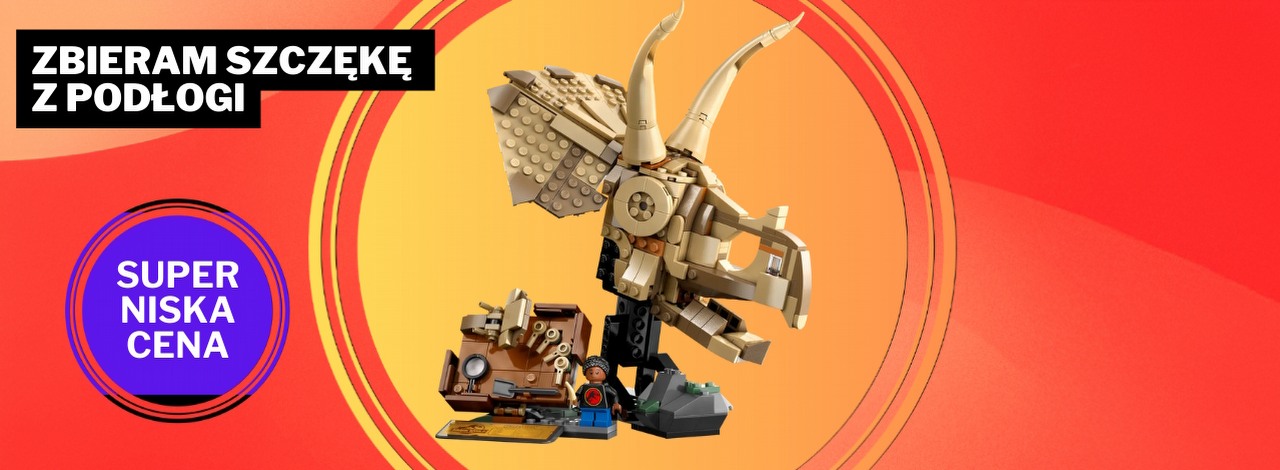 Zakochałem się w pięknie tego zestawu LEGO. Czaszka triceratopsa to „must have" każdego fana dinozaurów i Jurassic Parku, źródło grafiki: LEGO.