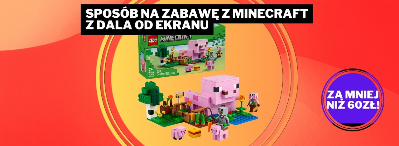 Minecraft: Film rozbił bank, ale my nie musimy. Dzięki LEGO kultowa świnia może zawitać w naszym domu, źródło grafiki: LEGO.