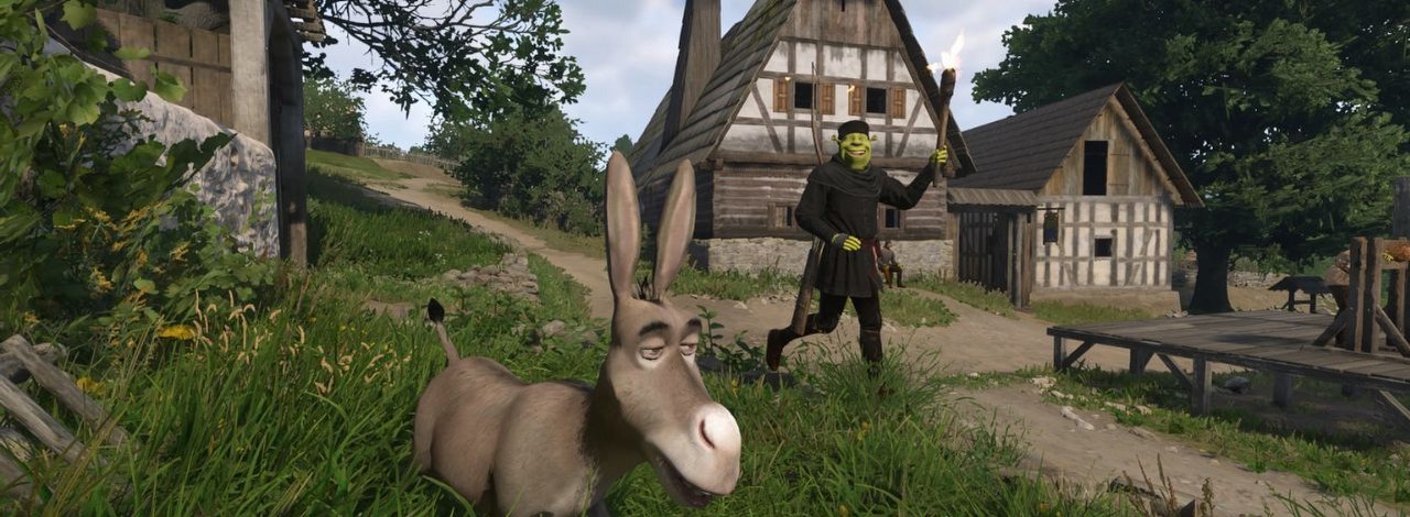 W Kingdom Come 2 możecie teraz wcielić się w Shreka, a towarzyszyć będzie wam wierny Osioł, źródło grafiki: Omniscye / Nexus Mods.