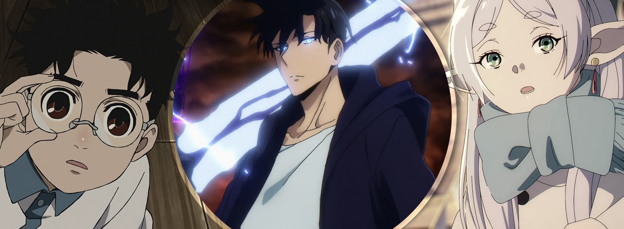 Solo Leveling jest największym zwycięzcą Anime Awards 2025, mimo że to Dandadan zdominowało nominacje, źródło grafiki: Dandadan, Fuga Yamashiro, Science Saru, 2024 / Solo Leveling, Shunsuke Nakashige, A-1 Pictures, 2024/ Frieren. U kresu drogi, Keiichiro Saito, Madhouse, 2023.