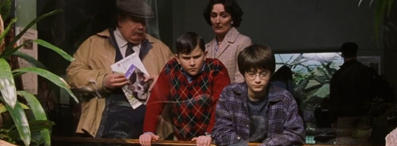 Pierwsze zdjęcia z planu serialu Harry Potter ujawniają wycieczkę do zoo. Vernon i Petunia są idealni, a kostiumy oddają klimat lat 90, źródło grafiki: Harry Potter i Kamień filozoficzny, Chris Columbus, Warner Bros. Pictures, 2001.