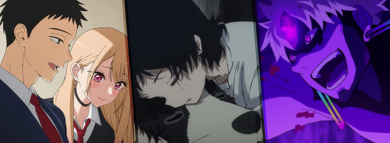 Te anime robią furorę w sezonie lato 2025. Pierwsze miejsce jest największą niespodzianką, źródło grafiki: My Dress-Up Darling, Keisuke Shinohara, CloverWorks, 2022 / Takopi's Original Sin, Shinya Iino, Enishiya, 2025 / Dandadan, Science Saru, 2024.