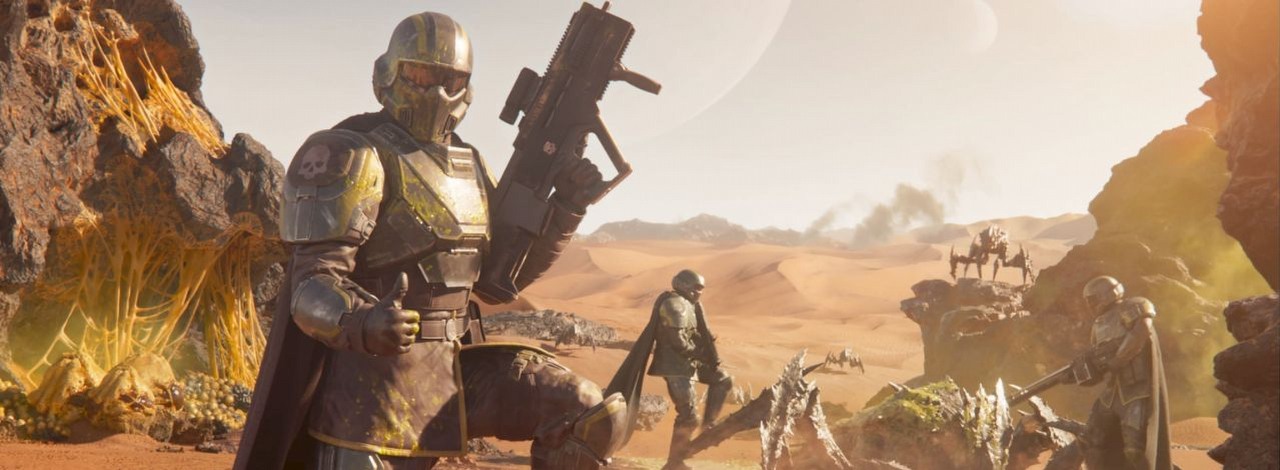 Helldivers 2 zmienia się w grę fantasy. Fani radzą sobie ze smokami użyciem trebuszy i tarcz, źródło grafiki: Arrowhead Game Studios.