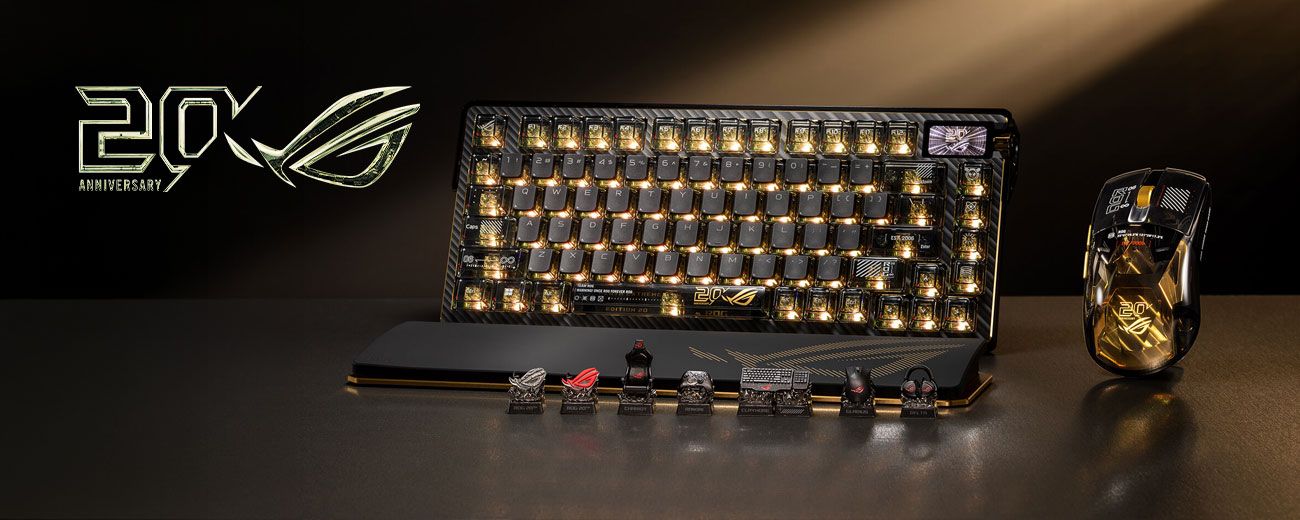 Klawiatura ze złotem i ekranem OLED oraz kosmiczna myszka. Tak ASUS ROG świętuje 20-lecie
