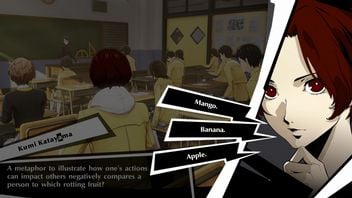 Persona 5 X answer to “A metaphor to illustrate how one's actions can impact others negatively compares a person to which rotting fruit”