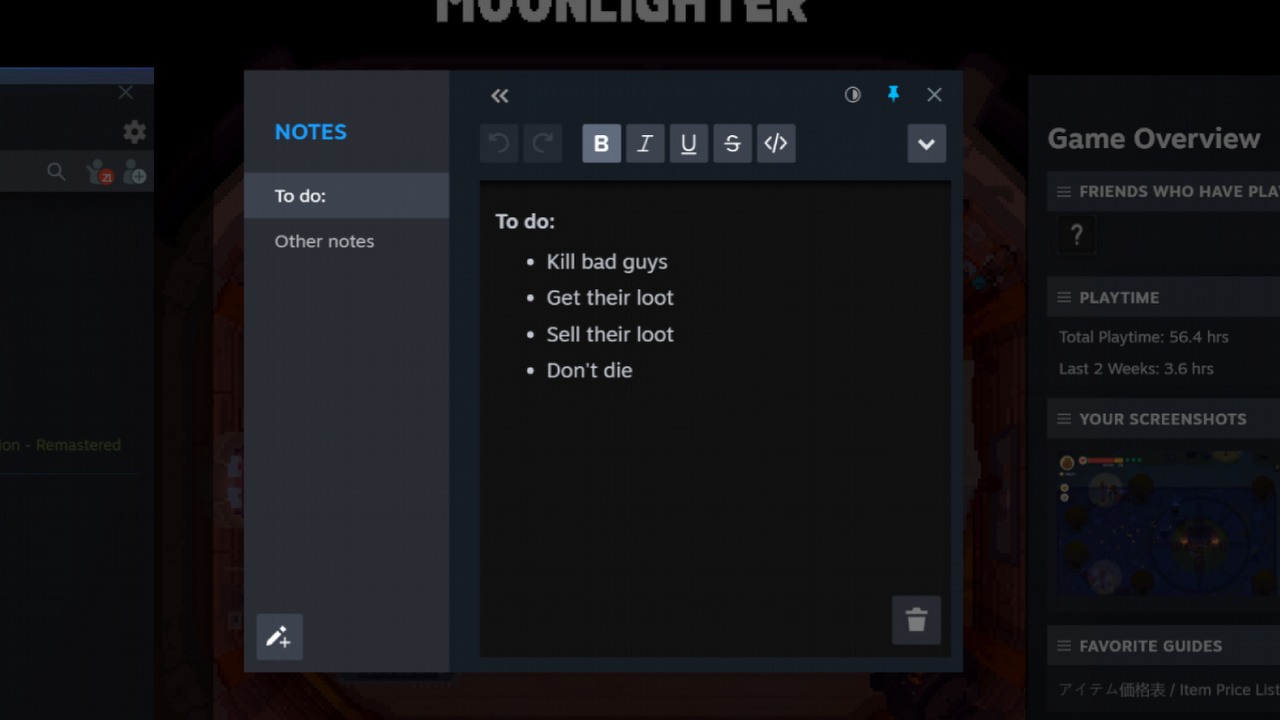Stop using your phone for game notes. This forgotten Steam feature is godsend for RPG players, image source: Steam.