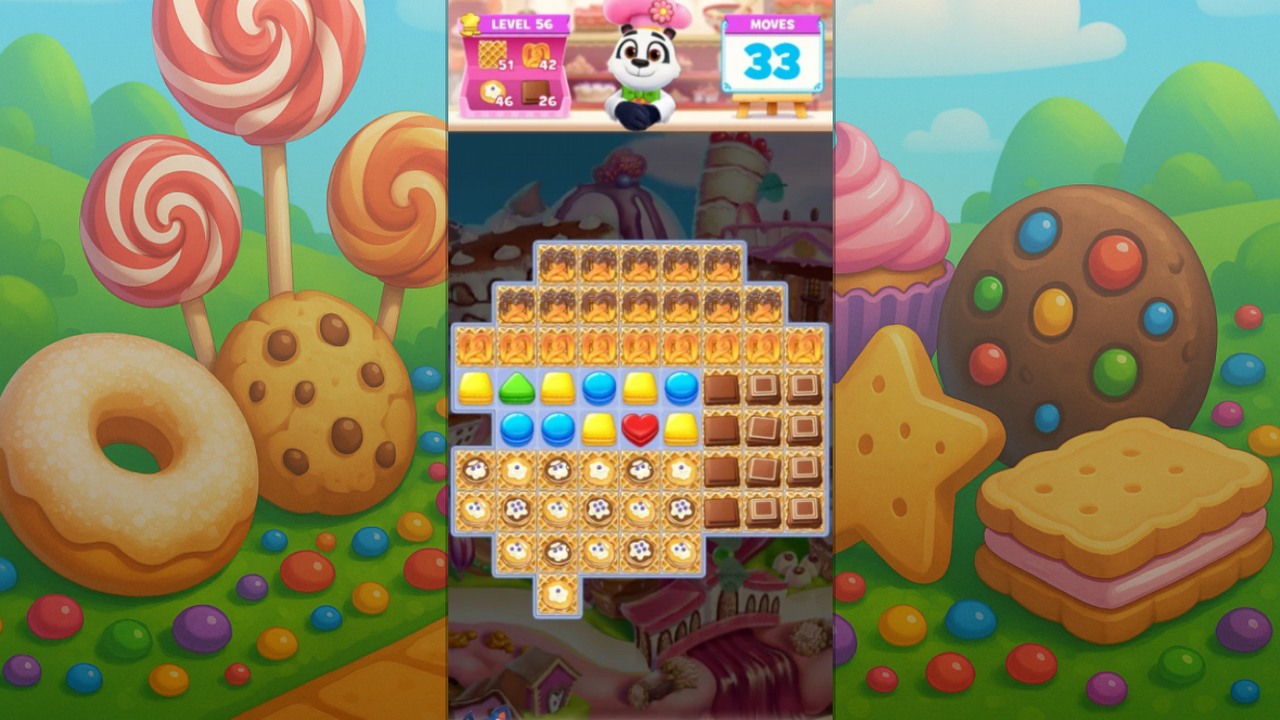 Stuck on the „landmass high up flat on top” in Cookie Jam? Here’s the answer, image source: Cookie Jam, developer: Jam City, Inc.; ChatGPT.