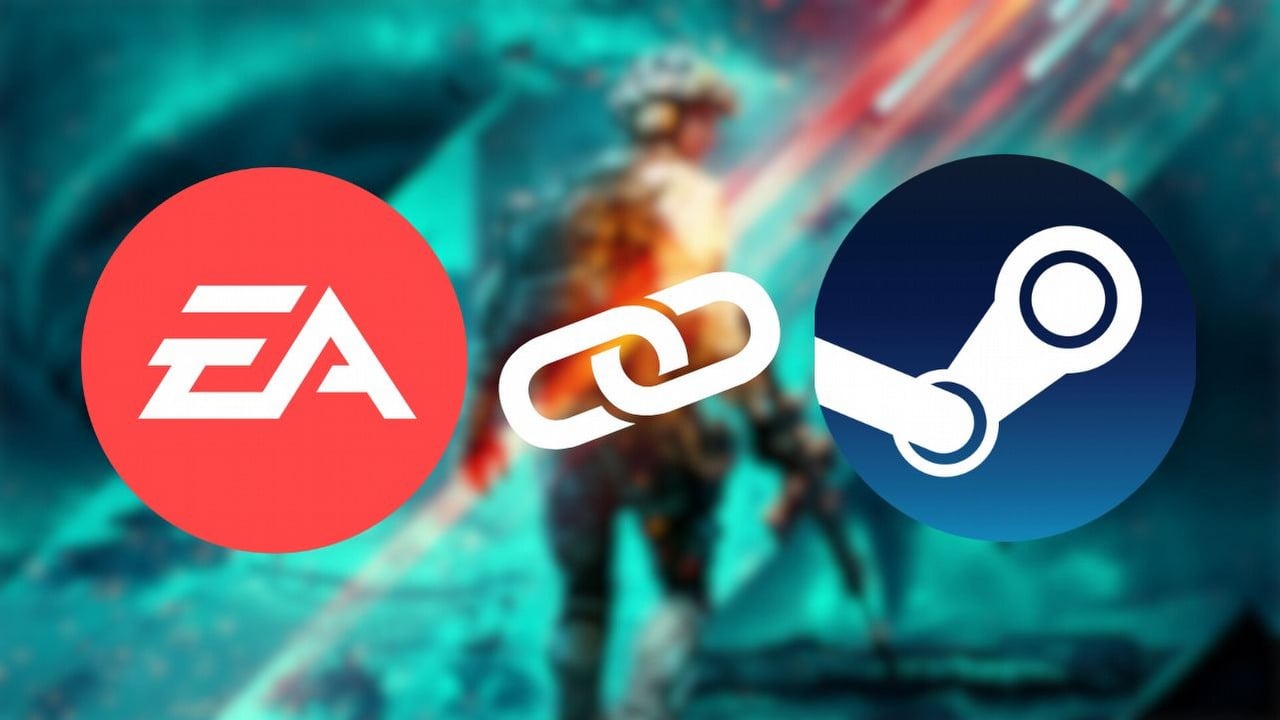 One user's struggles with their EA account exposes the larger problem with third-party launchers linked to Steam, image source: Background: Battlefield 2042, Developers: EA DICE, Digitial Illusions CE, Logos: Electronic Arts & Steam.