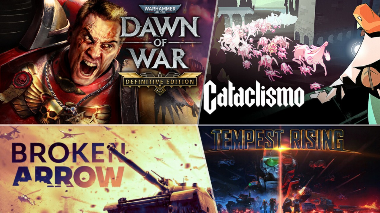 2025 is the strongest year for RTS in ages, but the big breakout hit hasn’t arrived yet, image source: Warhammer 40K: Dawn of War; Cataclismo; Broken Arrow; Tempest Rising.
