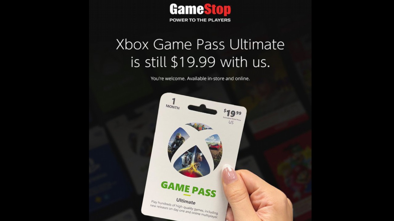 You can still grab Game Pass Ultimate vouchers for $19.99 at GameStop, but redeem them quickly, they won’t last forever, image source: Source: X, @gamestop.