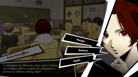 Persona 5 X answer to “A metaphor to illustrate how one's actions can impact others negatively compares a person to which rotting fruit”